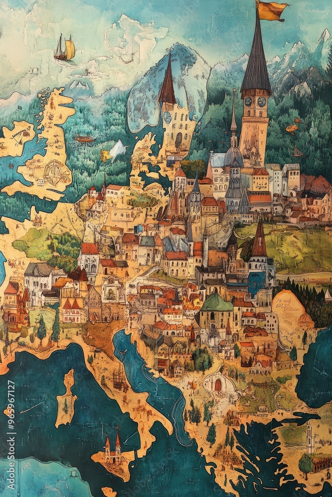 Obraz premium Map illustration of a central European country