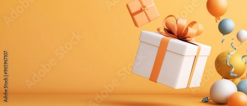 Wallpaper Mural Floating gift boxes with ribbons, joyful birthday atmosphere, 3D illustration Torontodigital.ca