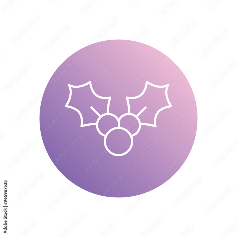 Holly icon isolated on a white background. Vector illustration.