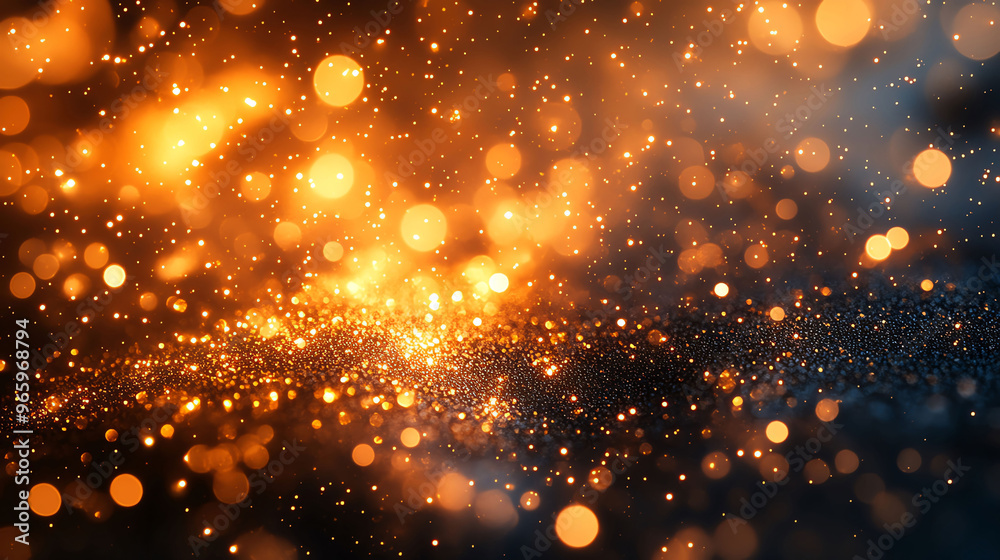 Fototapeta premium Bokeh patterns with golden hues, organic shapes, dreamy and luxurious