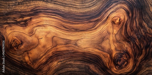 Close-up of Swirling Wood Grain with Knots photo