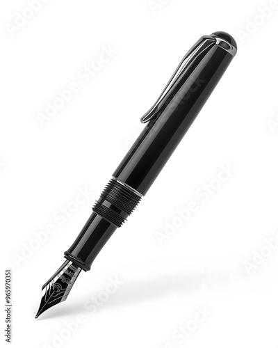 Elegant Fountain Pen on a Pure White Background