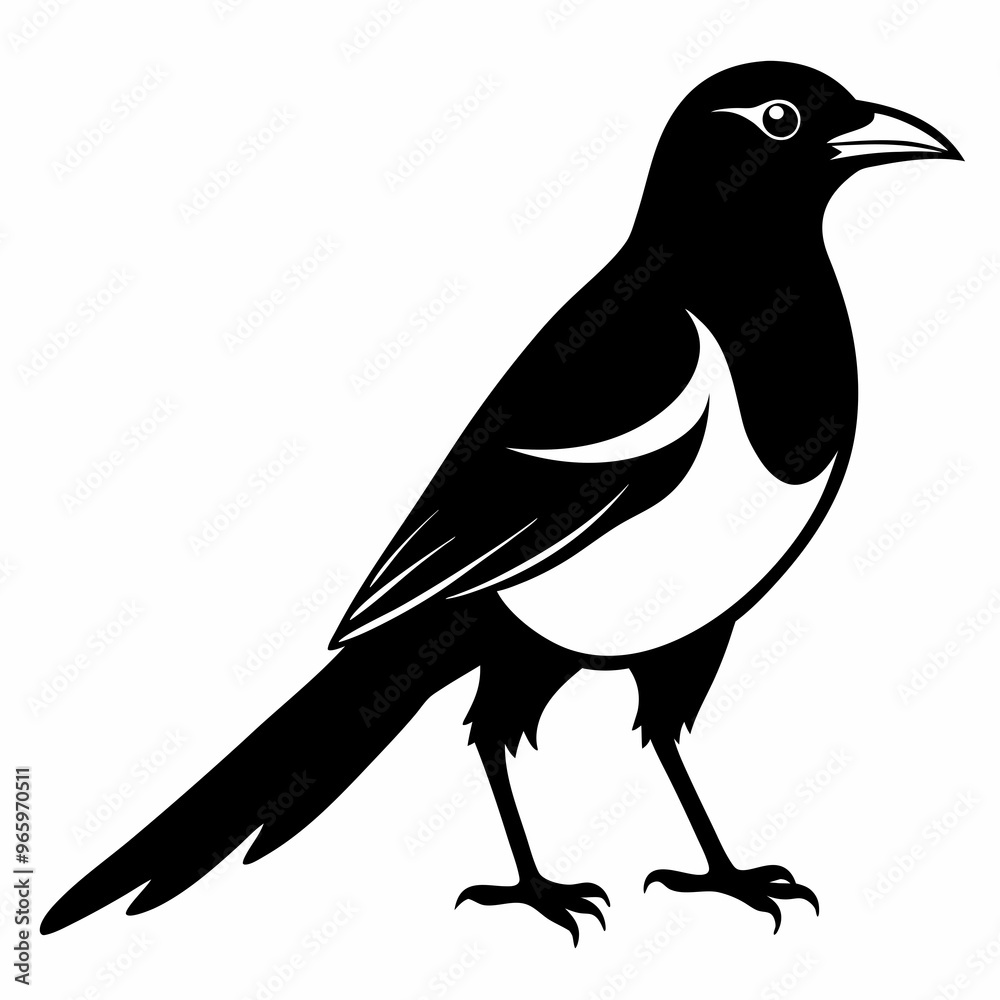 Obraz premium Magpie Black silhouette