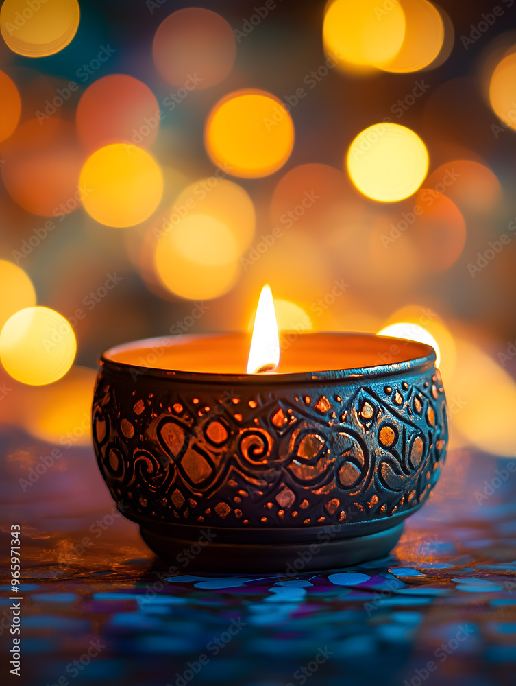 Enchanting Candlelight Ambience with Colorful Bokeh Backdrop Enchanting Candlelight Ambience with Colorful Bokeh Backdrop