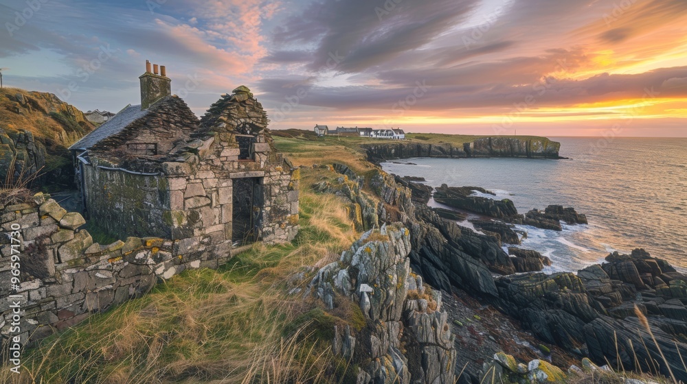 abandoned medieval stone house on the coastal part abandoned medieval stone house on the coastal part