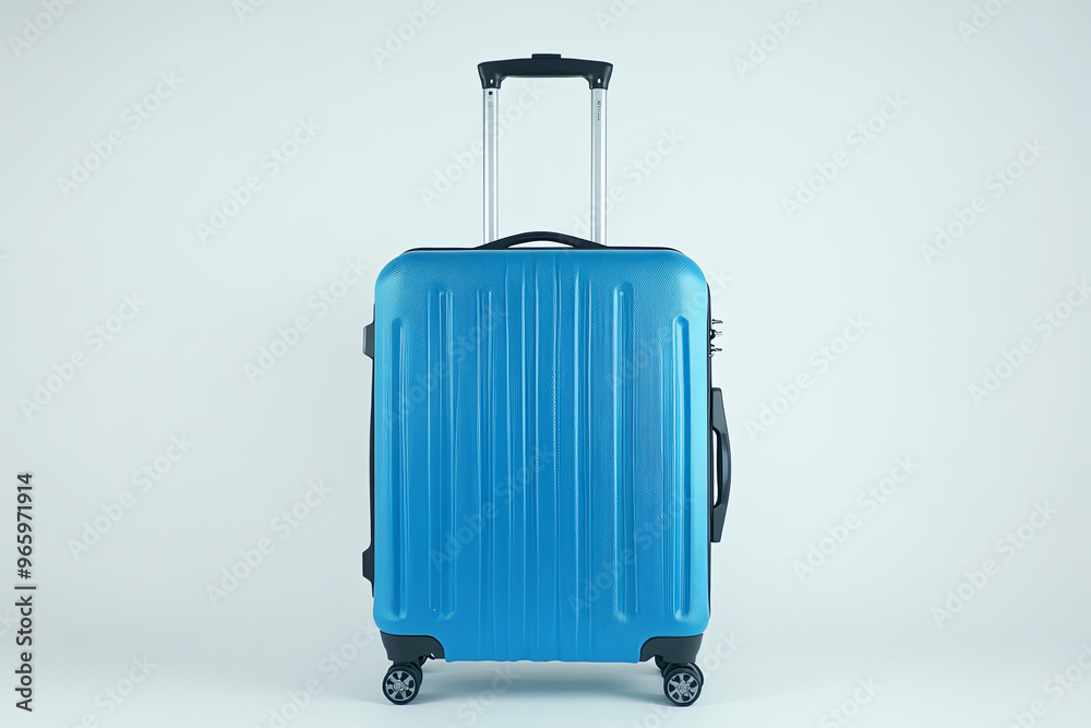 Travel suitcase with wheels and a retractable handle on a white background
Travel suitcase with wheels and a retractable handle on a white background