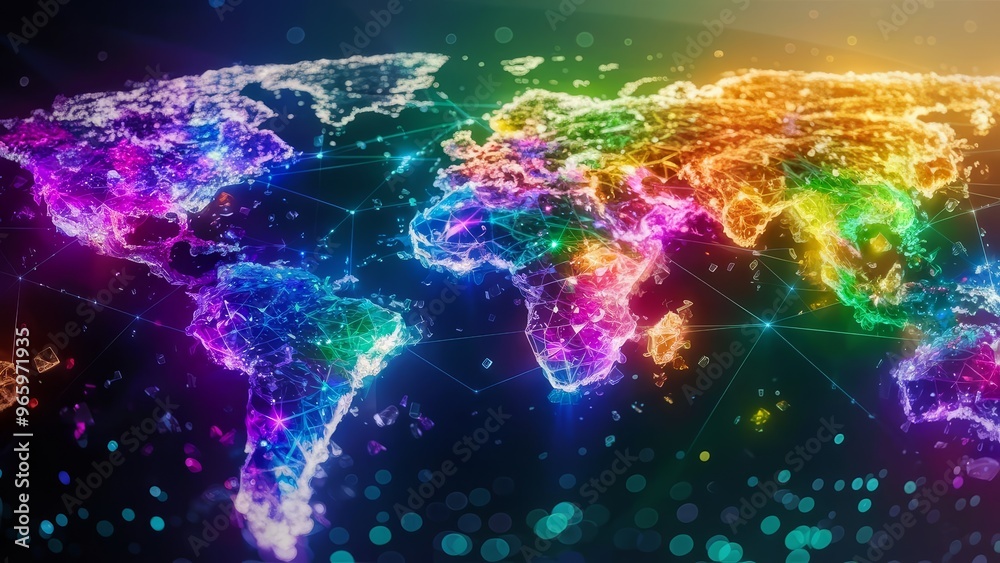 Obraz premium Abstract colorful world map background, Generative Ai