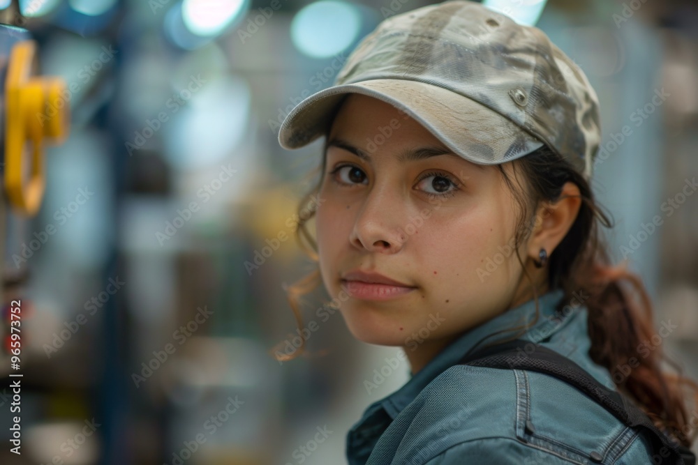 Portrait of a young adult Hispanic female Assembly Line Worker Portrait of a young adult Hispanic female Assembly Line Worker