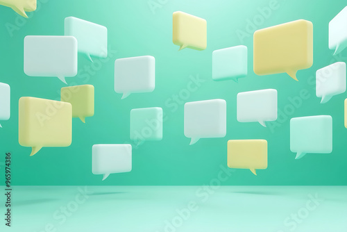 A collection of speech bubbles floating, symbolizing communication and conversation