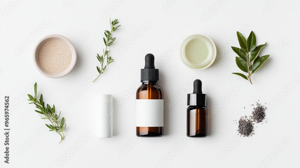 An image featuring organic skincare products on a clean, white background, ideal for promoting natural beauty and eco-friendly brands An image featuring organic skincare products on a clean, white background, ideal for promoting natural beauty and eco-friendly brands