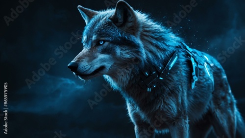 Wolf in the night photo