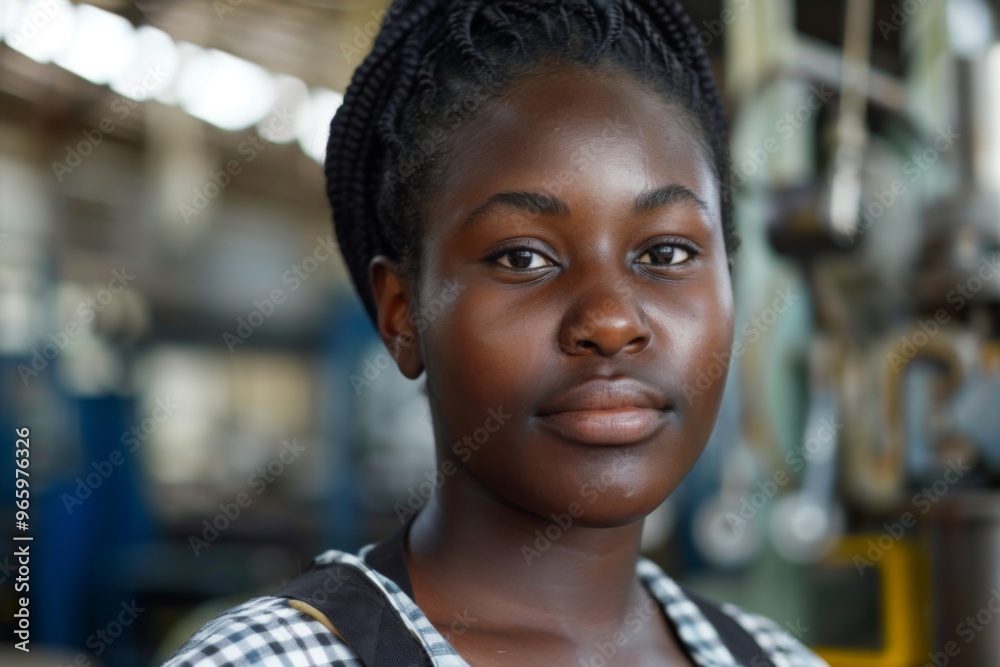 Portrait of a young adult African American female Assembly Line Worker