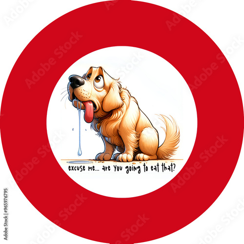 unny quote begging dog Retriever  round illustration 
