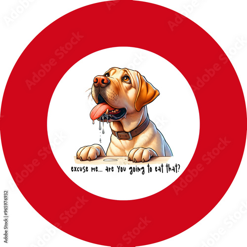 unny quote begging dog Retriever  round illustration 
