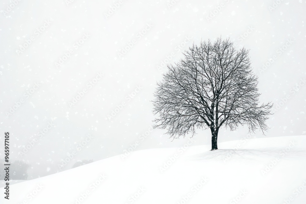 Solitary Bare Tree in a Snowy Landscape Solitary Bare Tree in a Snowy Landscape