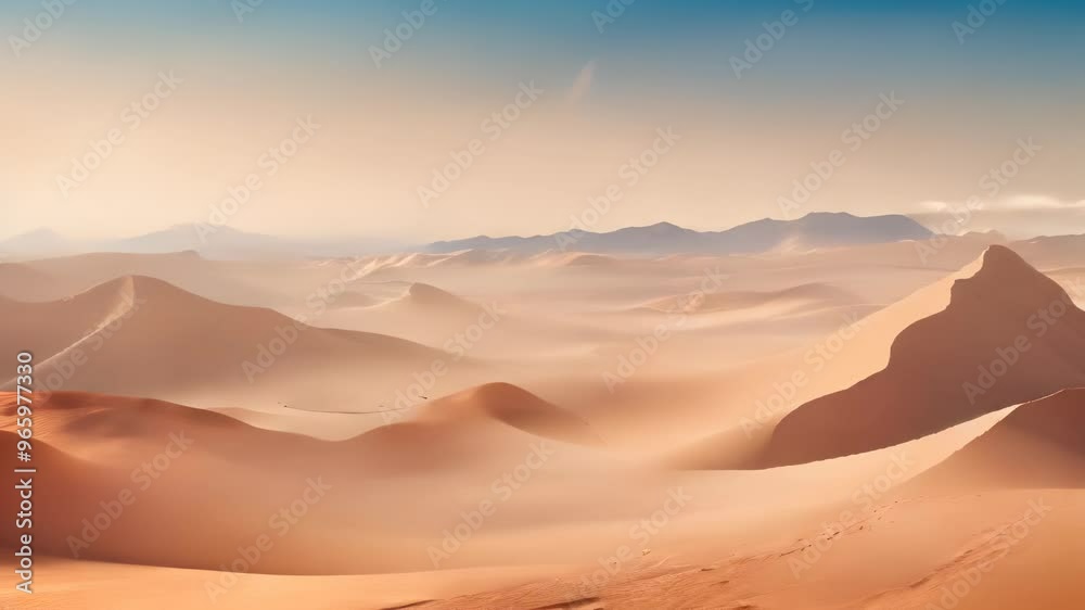 Desert Landscape with Sand Dunes and Mountains Desert Landscape with Sand Dunes and Mountains