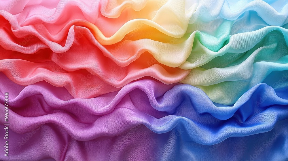 Fototapeta premium Colorful, flowing fabric in soft, wavy layers.