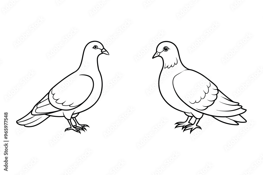 Black Line Art Silhouette Dove Vector Illustration Black Line Art Silhouette Dove Vector Illustration