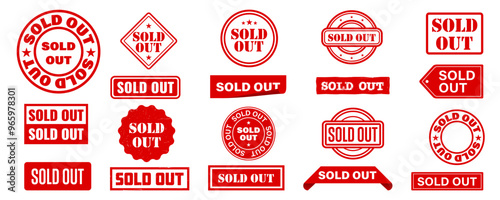 Sold out. Sold out badges set. Sale stickers set. Vector