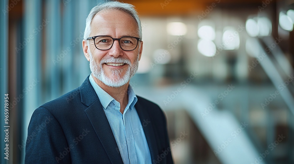 portrait of a confident senior businessman consultant inside a modern office building, smiling and showcasing professional success in corporate leadership portrait of a confident senior businessman consultant inside a modern office building, smiling and showcasing professional success in corporate leadership