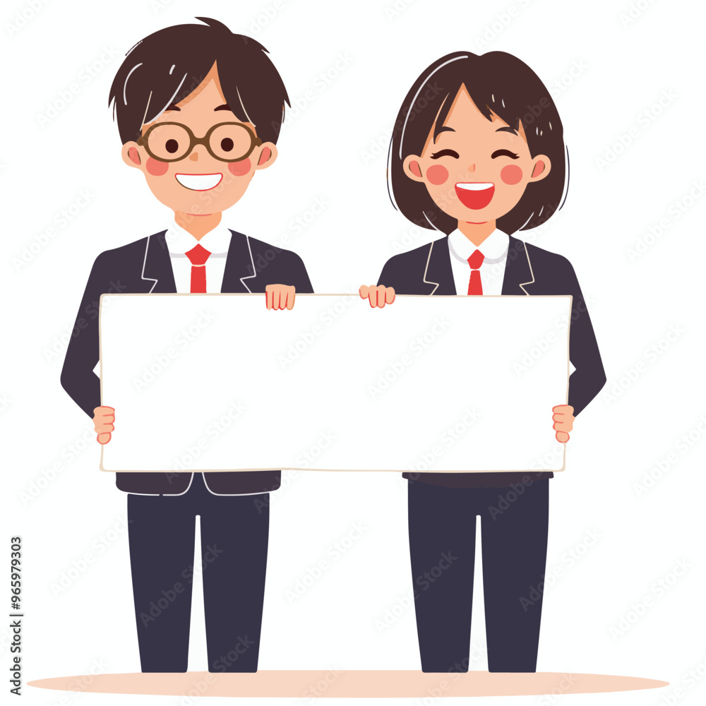Simple illustration. student holding a board with illustration. Simple illustration. student holding a board with illustration.