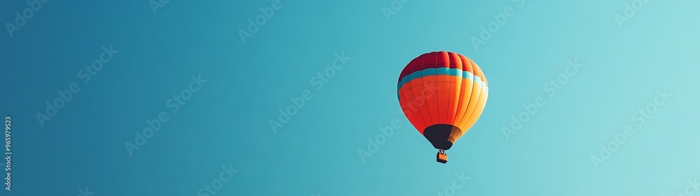 Tranquil Hot Air Balloon Soaring in Blue Sky - Minimalistic Low-Angle Shot with Clear View | High-Resolution Photography Tranquil Hot Air Balloon Soaring in Blue Sky - Minimalistic Low-Angle Shot with Clear View | High-Resolution Photography