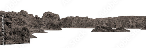 Quadro em tela Rocky mountains range panoramic isolated photo