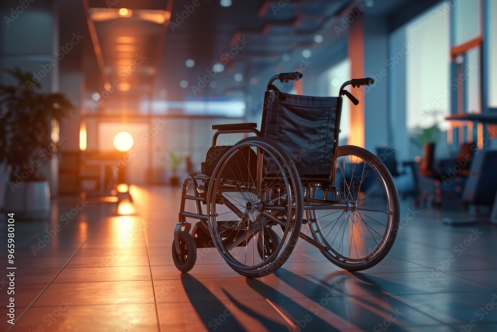 Close up of a person in a wheelchair in a office environment Close up of a person in a wheelchair in a office environment