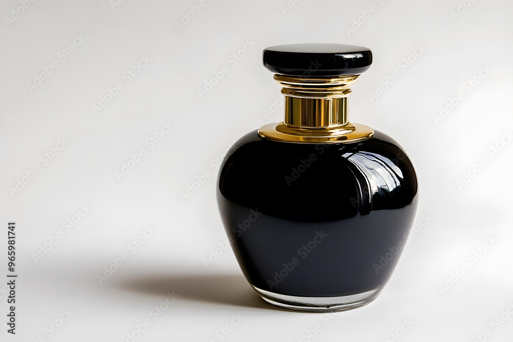 Black bottle of perfume, Mock up perfume bottle isolated on white background
