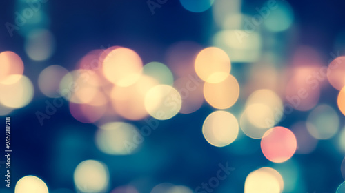 abstract background with bokeh defocused lights and shadow from cityscape at night, vintage or retro color tone 