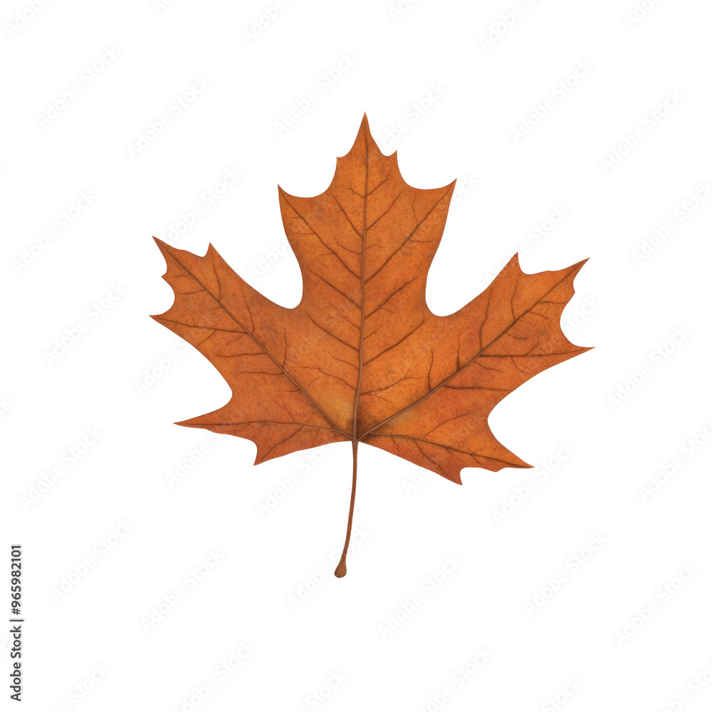 Fototapeta premium Autumn's Embrace A Single Maple Leaf on Green Background.