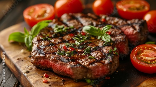 Grilled Steak with Tomatoes and Fresh Herbs