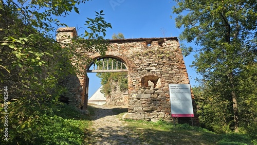 Main entrance gate of Czech gothic Castle Pernstejn