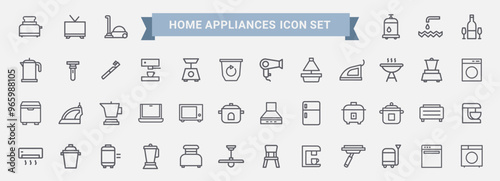 home appliances line drawing icon set