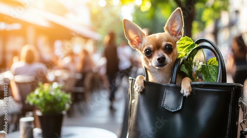 A cute Chihuahua sitting inside a s photo