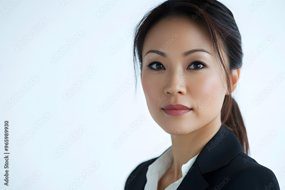 Business portrait of middle age Asian woman isolated on white background Business portrait of middle age Asian woman isolated on white background