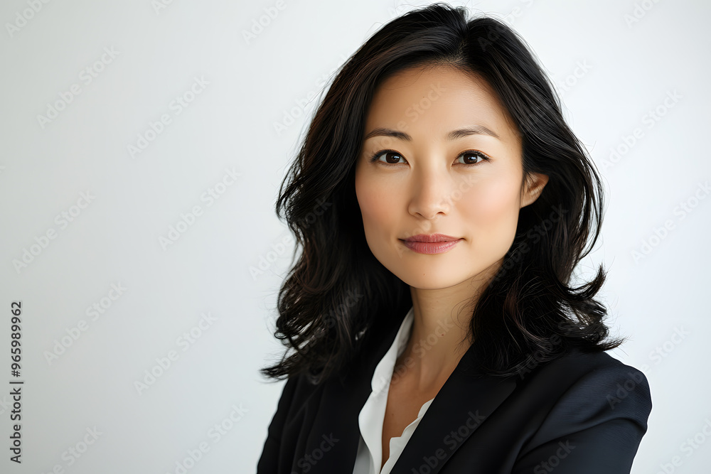 Business portrait of middle age Asian woman isolated on white background Business portrait of middle age Asian woman isolated on white background