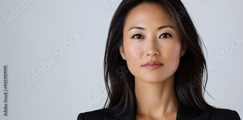 Business portrait of middle age Asian woman isolated on white background