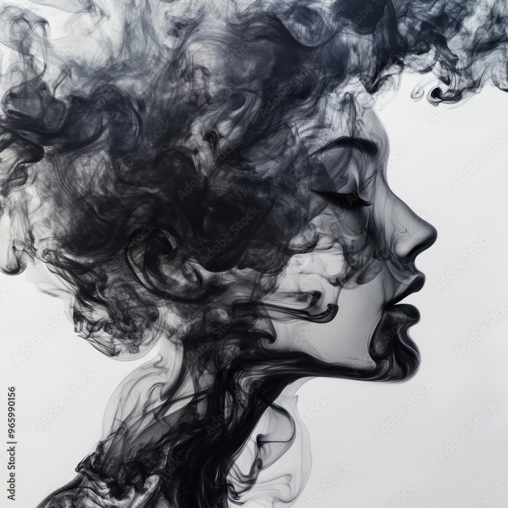 Fototapeta premium A surreal black and vibrant color smoke forming