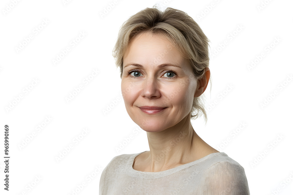 Portrait of middle age woman isolated on white background Portrait of middle age woman isolated on white background