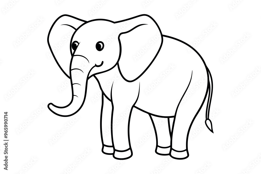 Fototapeta premium Elephant Line Art Drawing Silhouette Vector Illustration