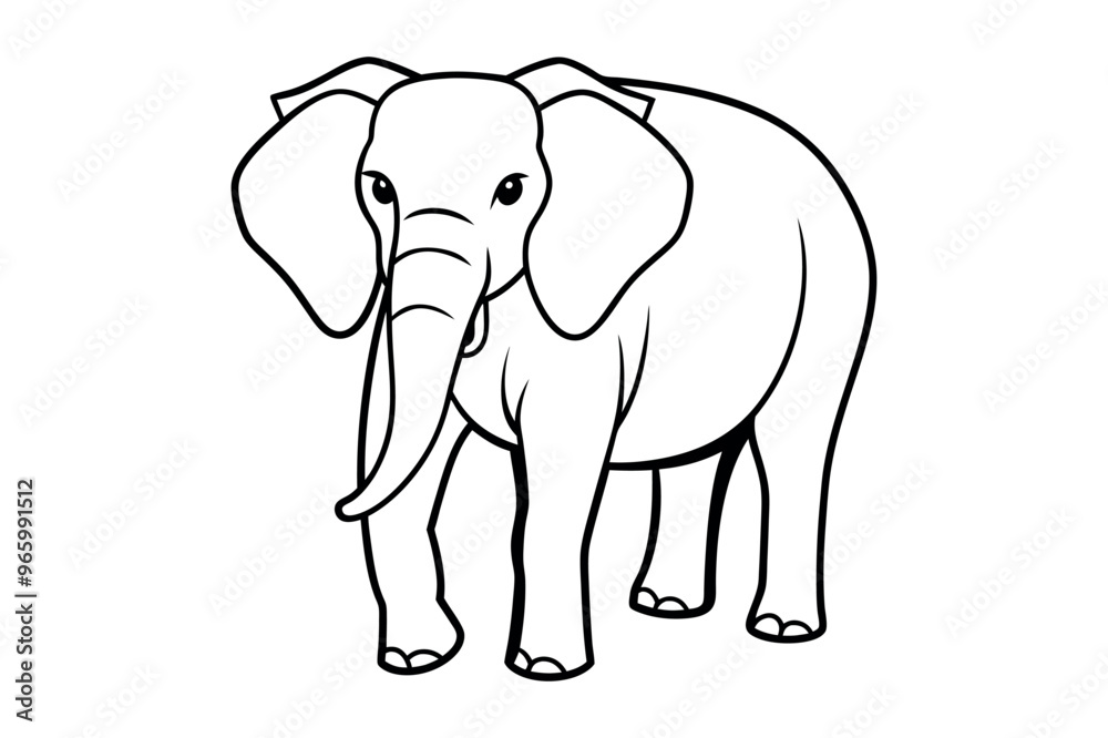 Elephant Line Art Drawing Silhouette Vector Illustration Elephant Line Art Drawing Silhouette Vector Illustration