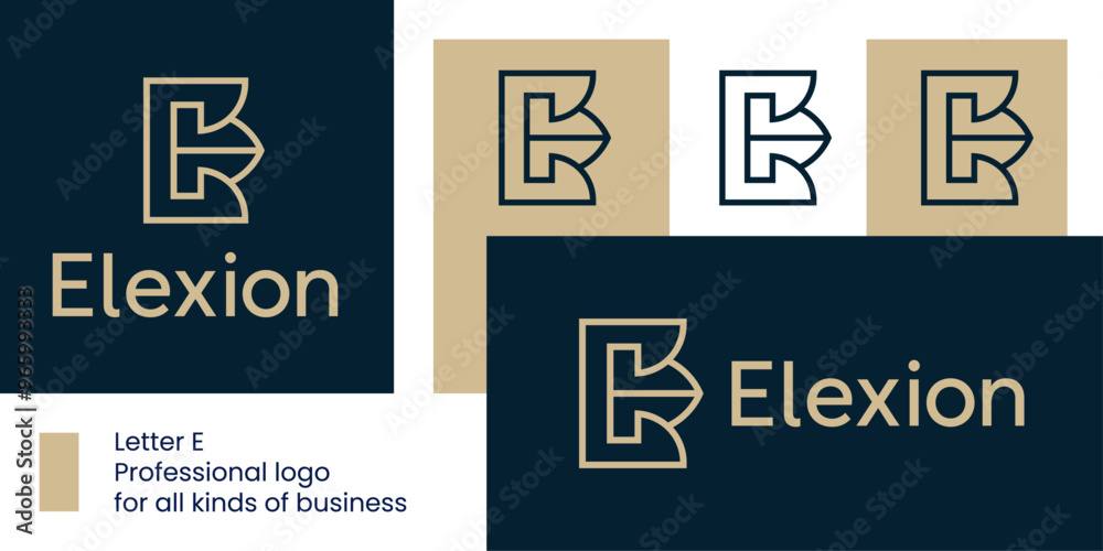 Modern E Logo with Compass Element. Modern E Logo with Compass Element.