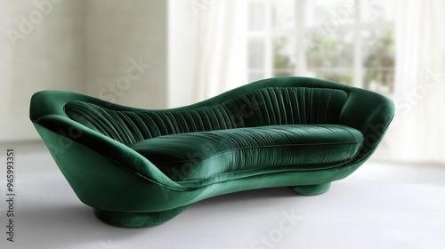 Modern Green Velvet Sofa photo