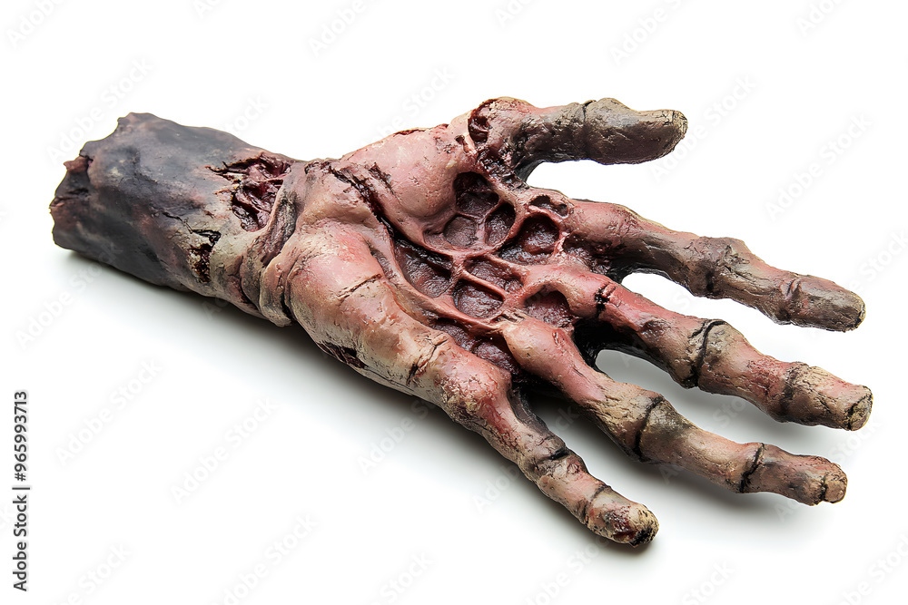 Human scary zombie hand isolated on a white background. Human scary zombie hand isolated on a white background.