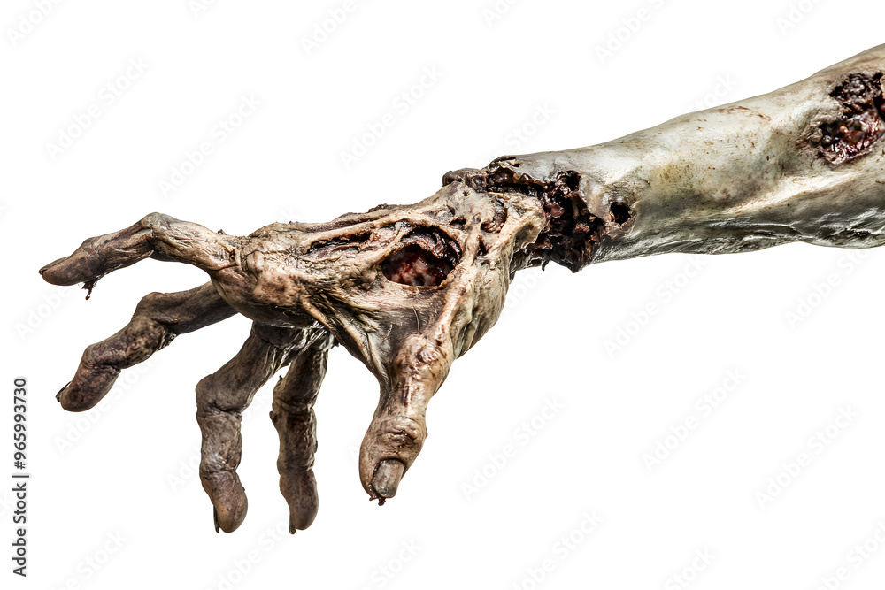 Human scary zombie hand isolated on a white background. Human scary zombie hand isolated on a white background.