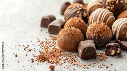 Belgian chocolate truffles with cocoa dusting, indulgent treats, artisan chocolate