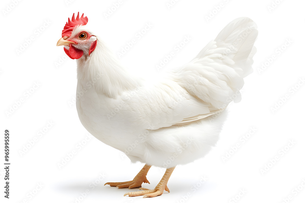 Fototapeta premium White hen isolated on white background