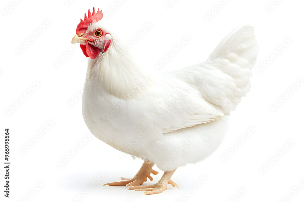 Fototapeta premium White hen isolated on white background