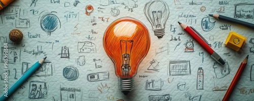 Creative business plan sketch on a napkin, concept of spontaneous business ideas photo